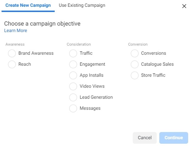 Choose a campaign objective
