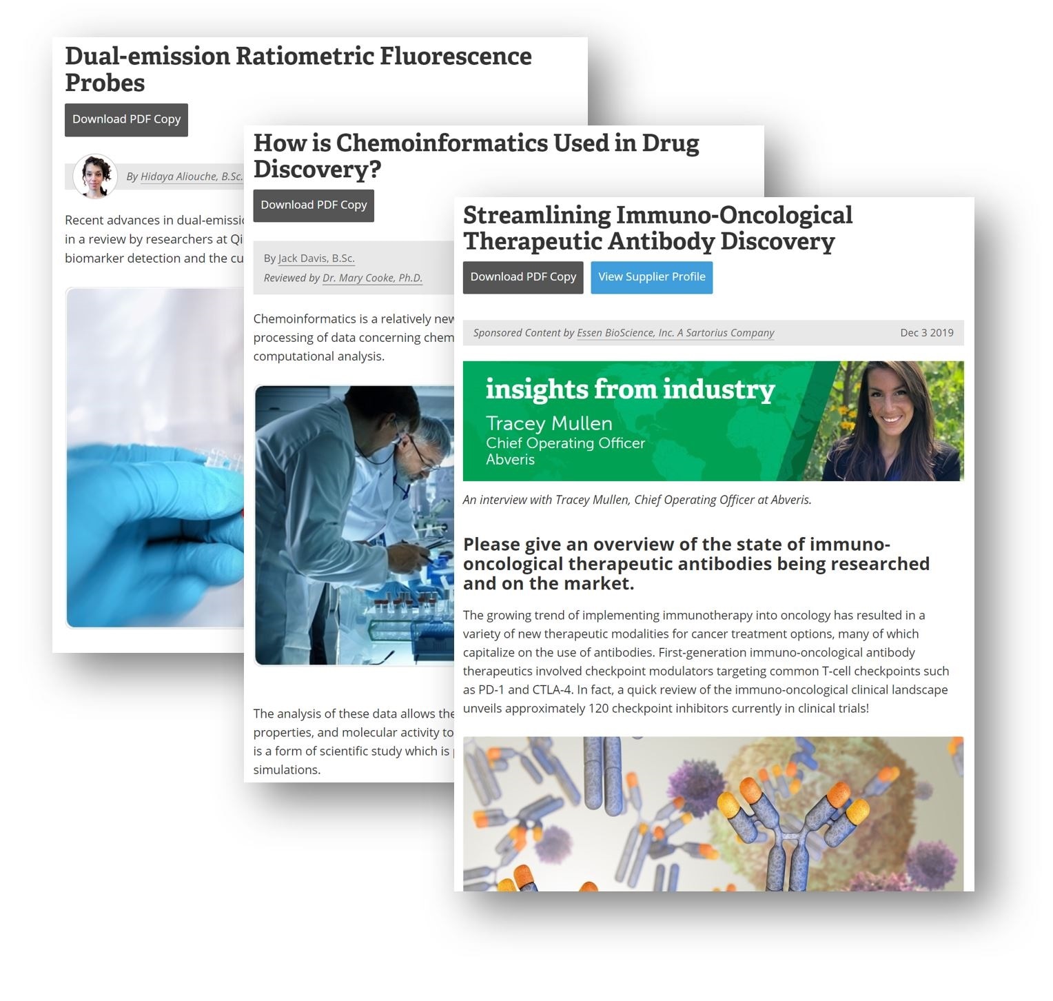 Content examples from across the AZoNetwork
