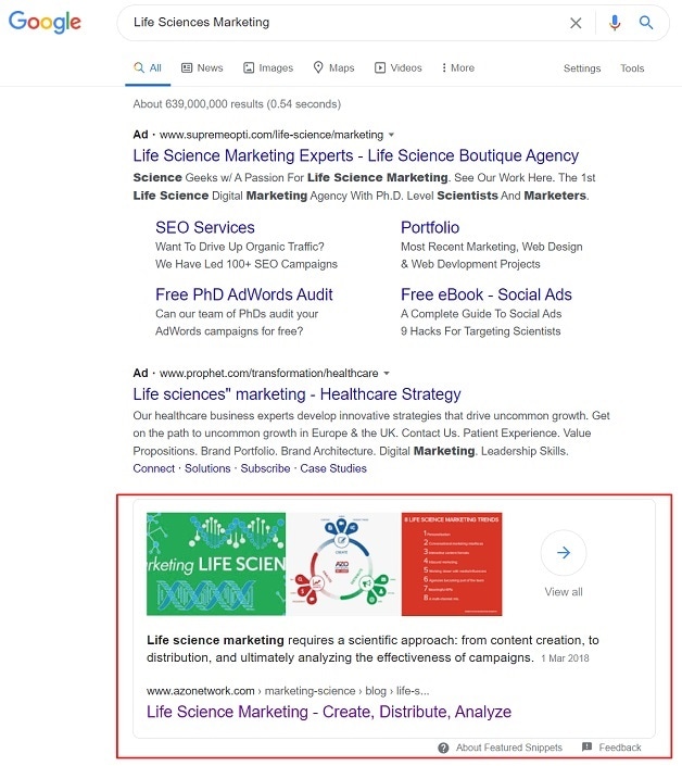 Life Sciences Marketing Keyword Search