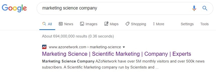 Google search - Marketing science company