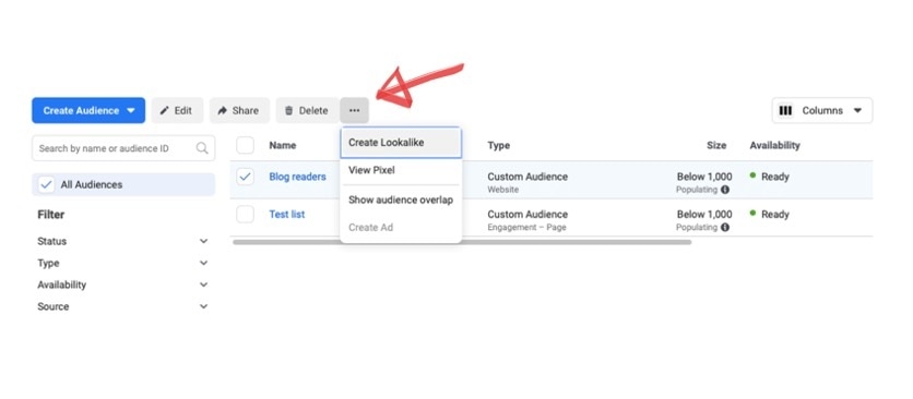 Create a Lookalike Audience on Facebook
