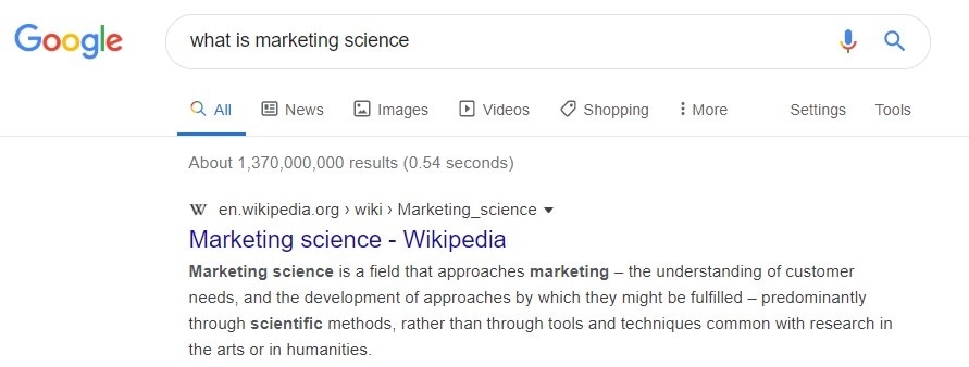 Google search - What is marketing science
